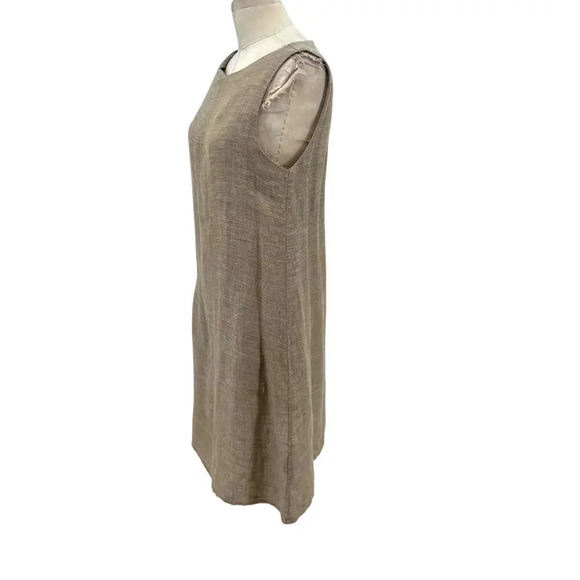 FLAX 100%‎ Linen Shift Dress Sleeveless Relaxed Fit Beige Tan Size XS - Picture 7 of 13